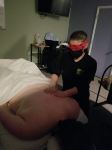 Night Class Student Massage Therapist Blindfold exercise
