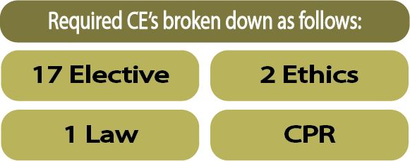 CEs broken down Continuing Education